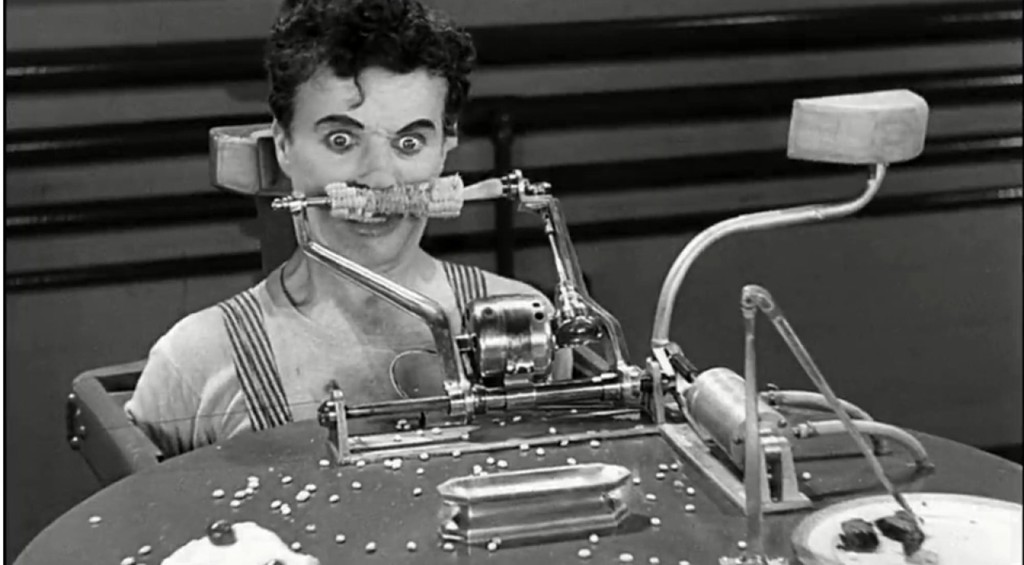 Máquina de comer, “Tempos Modernos” (1936).