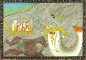Matsya, o peixe, foi o primeiro avatar do deu Vishnu.