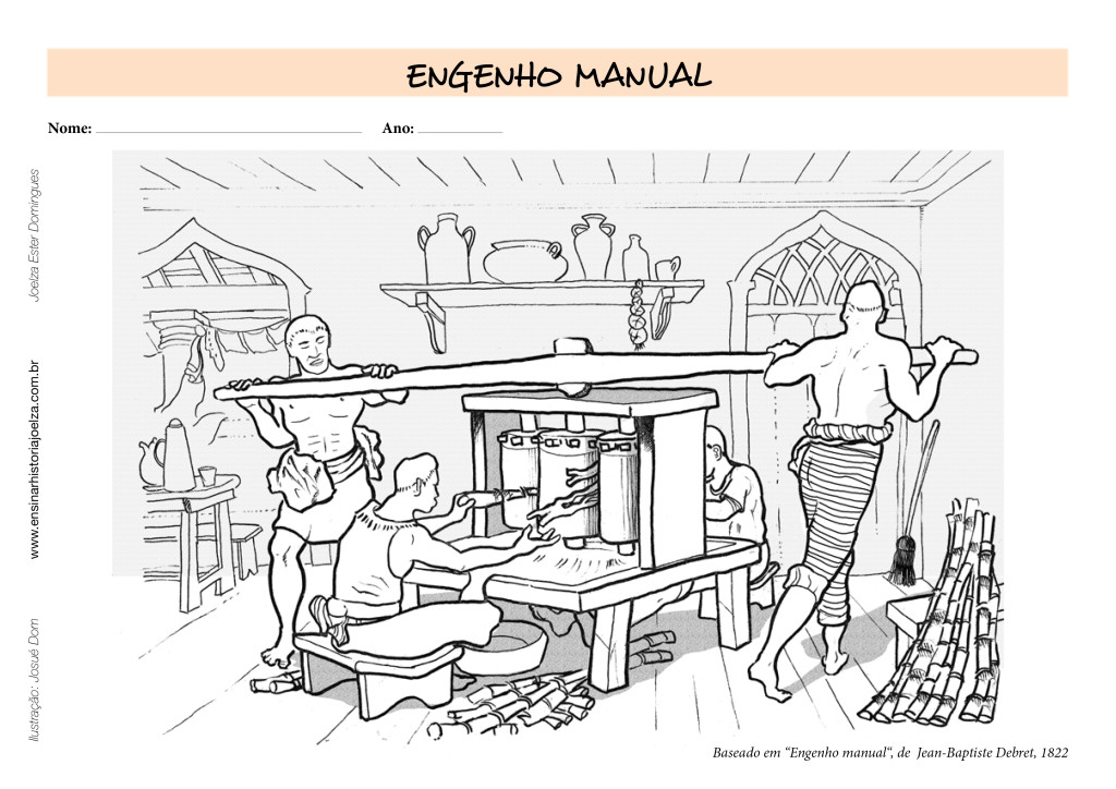 Para colorir: engenho manual, Debret