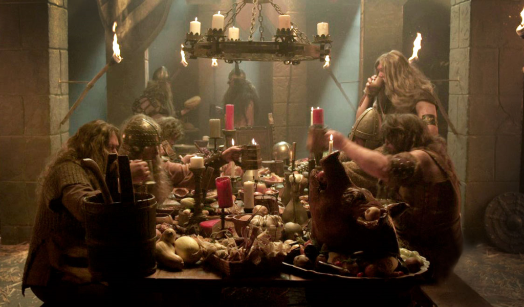 Cena de banquete da série “Vikings”, do History Channel