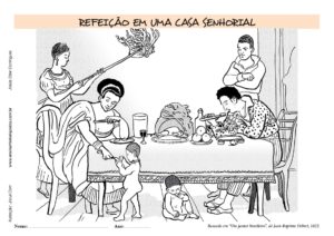Um jantar brasileiro, Debret, para colorir
