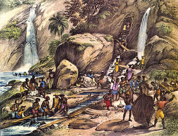 Lavagem do minério de ouro (detalhe), Rugendas