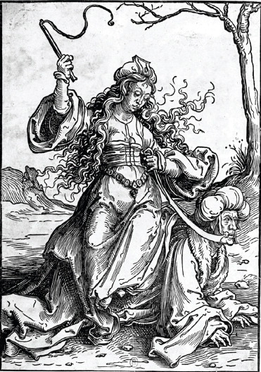 Filis cavalga Aristóteles, desenho, Lucas van Leyden, c. 1515
