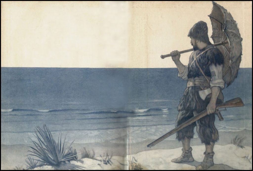 Robinson Crusoé, ilustração de N. C.Wyeth