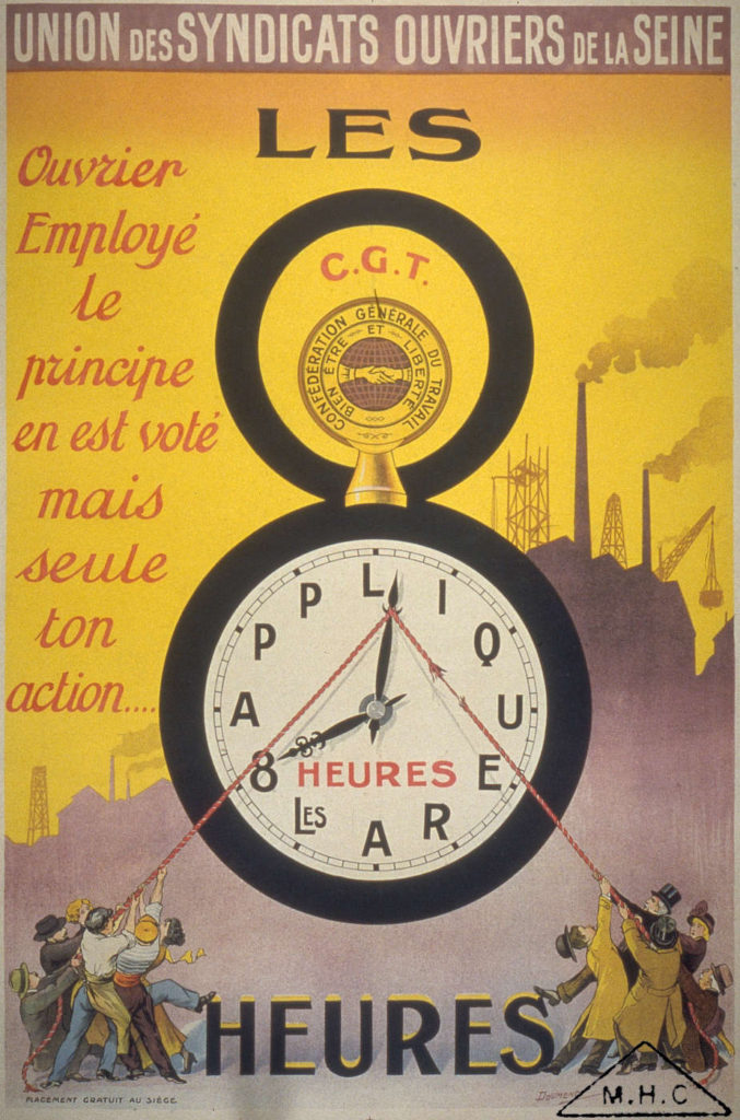 Jornada de 8 horas, cartaz CGT, 1914