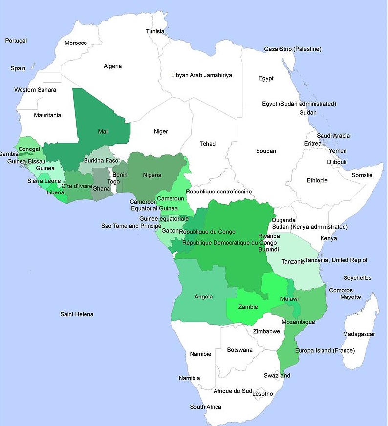 Países africanos onde as máscaras são mais usadas.