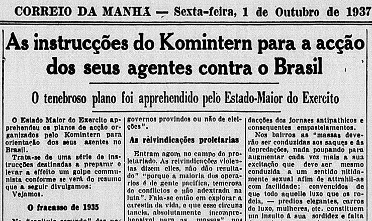 A divulgação do Plano Cohen pela imprensa