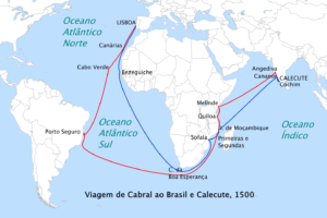 Rota seguida pela armada de Cabral.