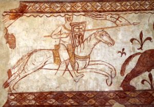 Templário, afresco capela de Cressac, França, 1170-80.